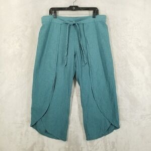 Patagonia Garaden Island Pants Womens XL Green Linen Blend Cropped Tulip Hem